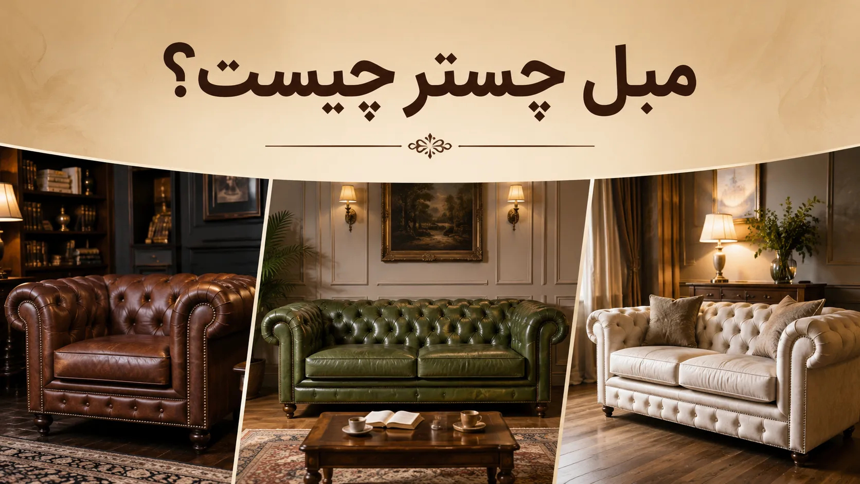 مبل چستر چیست؟ آشنایی با ۸ ویژگی، انواع و تفاوت آن با مبل راحتی